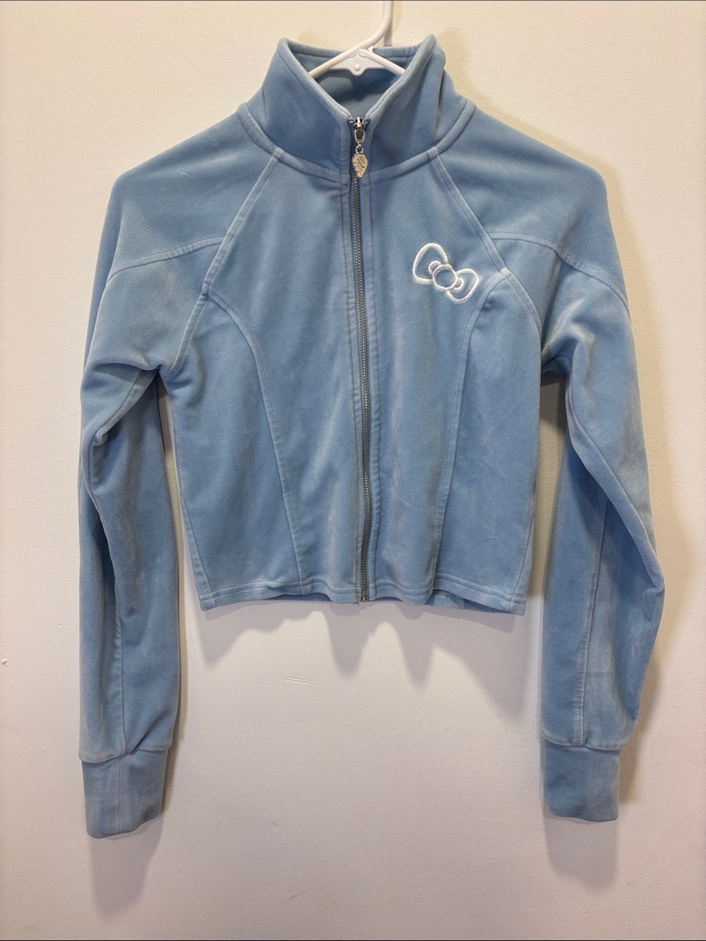 Forever 21 Hello Kitty Light Blue Cropped Zip-Up